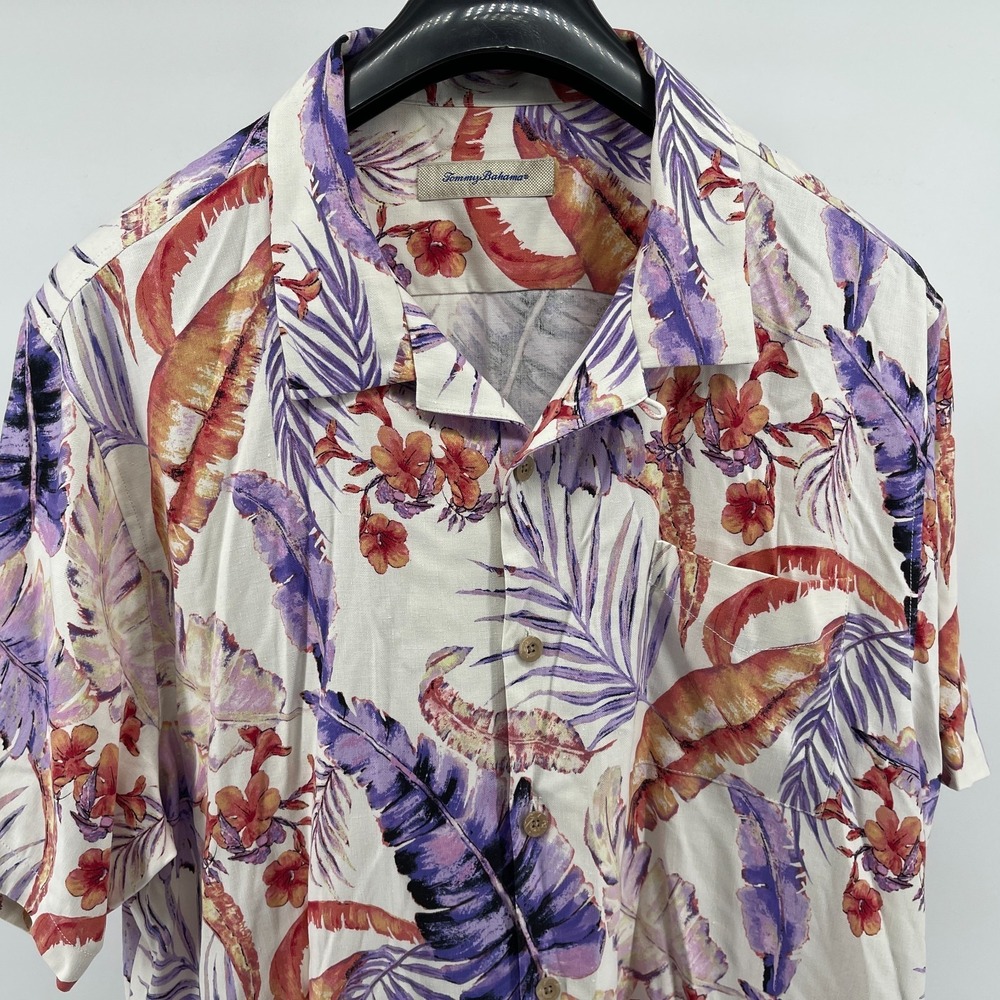 Tommy Baham Silk Shirt Mens XXL Multicolor Floral Hawaiian